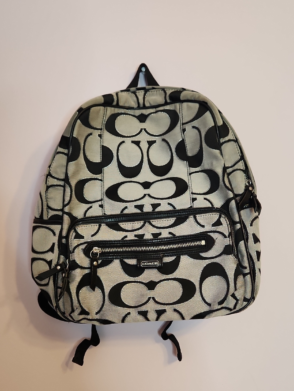 COACH VTG Y2K Signature Monogram Backpack, black & gray